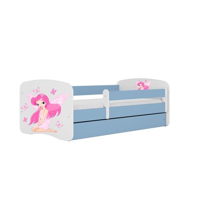 Kinderbett Fee mit Schmetterlingen mit Schublade ohne Matratze Blau 90/61/184