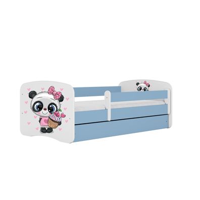 Kinderbett Panda mit Schublade ohne Matratze Blau Jugendbett 90/61/164