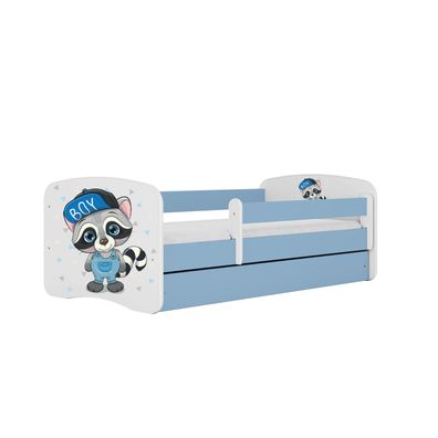 Kinderbett Waschbär mit Schublade ohne Matratze Blau Jugendbett 90/61/184