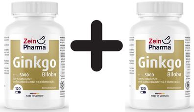 2 x Zein Pharma Ginkgo Biloba 5000, 100mg - 120 caps