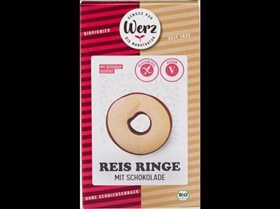 Naturkornmühle Werz 6x Reis Ringe mit Schokolade, Vollkornkekse, glutenfrei 110g