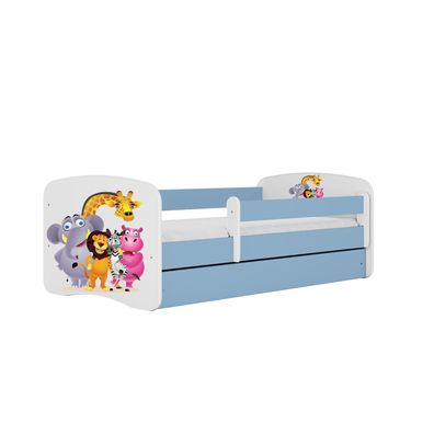Kinderbett Zoo mit Schublade ohne Matratze Blau Jugendbett 90/61/164