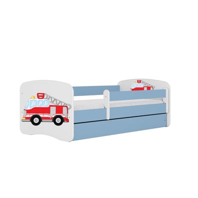 Kinderbett Löschzug mit Schublade ohne Matratze Blau Jugendbett 90/61/184