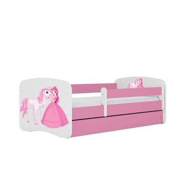 Kinderbett Prinzessin Pferd mit Schublade ohne Matratze Rosa Jugendbett 80/61/144