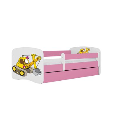 Kinderbett Bagger mit Schublade ohne Matratze Rosa Jugendbett 90/61/164