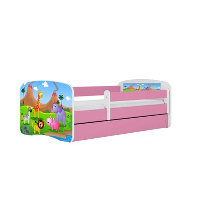 Kinderbett Safari mit Schublade ohne Matratze Rosa Jugendbett 90/61/164