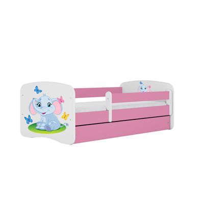 Kinderbett Elefant mit Schublade ohne Matratze Rosa Jugendbett 90/61/164
