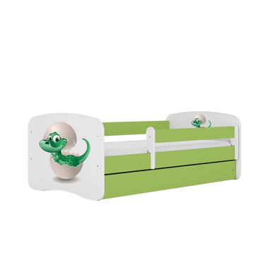 Kinderbett Kleindino mit Schublade ohne Matratze Grün Jugendbett 80/61/144