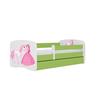 Kinderbett Prinzessin Pferd mit Schublade ohne Matratze Grün Jugendbett 90/61/164