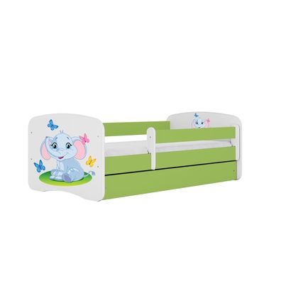 Kinderbett Elefant mit Schublade ohne Matratze Grün Jugendbett 90/61/164