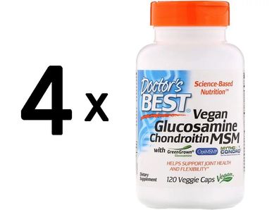 4 x Doctors Best Vegan Glucosamine/Chondroitin/MSM - 120 vcaps