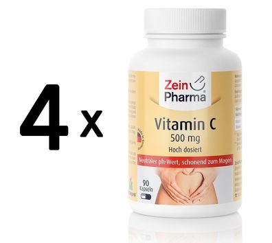 4 x Zein Pharma Vitamin C Buffered, 500mg - 90 caps