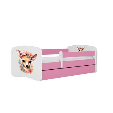 Kinderbett Bambi mit Schublade ohne Matratze Rosa Jugendbett 80/61/144