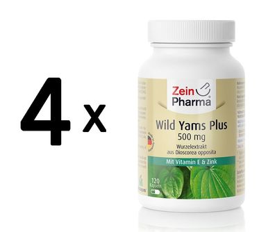 4 x Zein Pharma Wild Yams Plus, 500mg - 120 caps