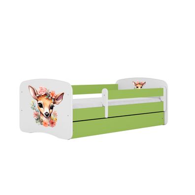Kinderbett Bambi mit Schublade ohne Matratze Grün Jugendbett 90/61/184