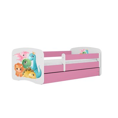 Kinderbett Dino mit Schublade ohne Matratze Rosa Jugendbett 80/61/144