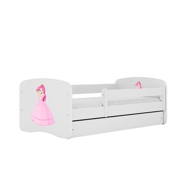 Kinderbett Prinzessin mit Schublade ohne Matratze Weiß Jugendbett 90/61/164