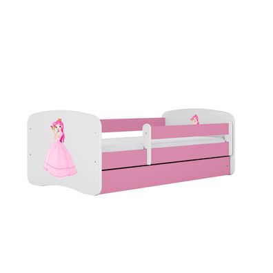Kinderbett Prinzessin mit Schublade ohne Matratze Rosa Jugendbett 90/61/184
