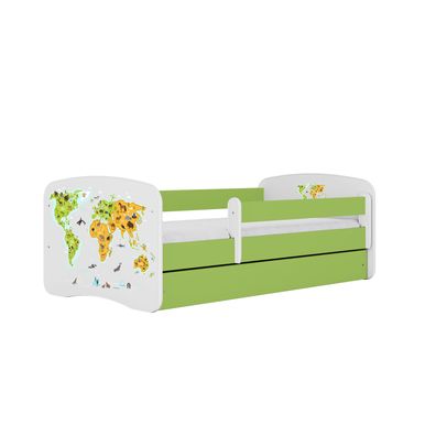 Kinderbett Karte mit Schublade ohne Matratze Grün Jugendbett 90/61/184