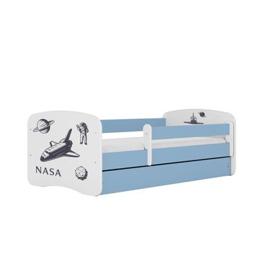 Kinderbett NASA mit Schublade ohne Matratze Blau Jugendbett 90/61/184