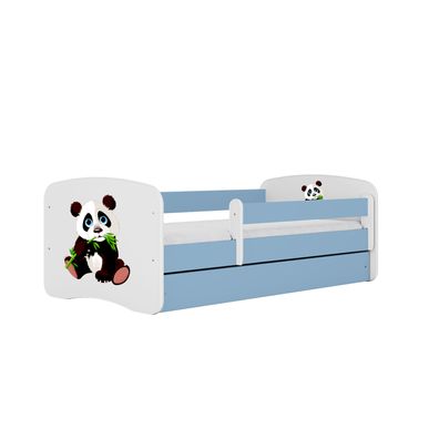 Kinderbett Panda 2 mit Schublade ohne Matratze Blau Jugendbett 90/61/184
