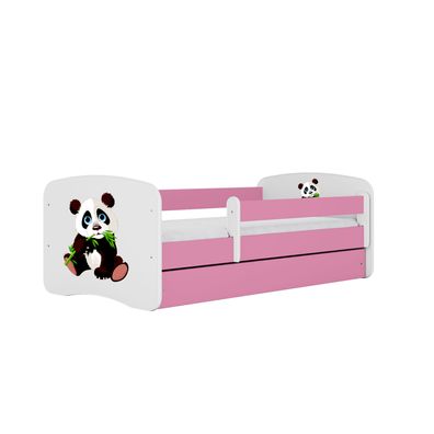 Kinderbett Panda 2 mit Schublade ohne Matratze Rosa Jugendbett 90/61/184