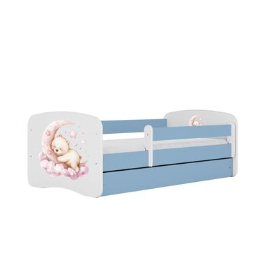 Kinderbett Schlafen mit Schublade ohne Matratze Blau Jugendbett 90/61/184