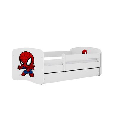 Kinderbett Spiderman mit Schublade ohne Matratze Weiß Jugendbett 90/61/184