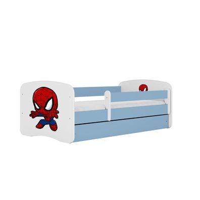 Kinderbett Spiderman mit Schublade ohne Matratze Blau Jugendbett 90/61/184
