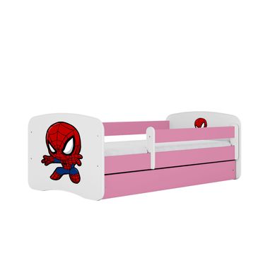 Kinderbett Spiderman mit Schublade ohne Matratze Rosa Jugendbett 90/61/164