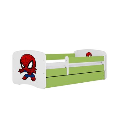 Kinderbett Spiderman mit Schublade ohne Matratze Grün Jugendbett 90/61/164