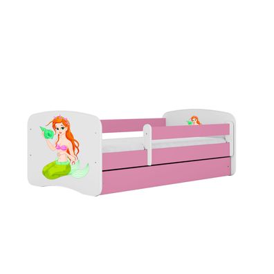Kinderbett Meerjungfrau mit Schublade ohne Matratze Rosa Jugendbett 80/61/144