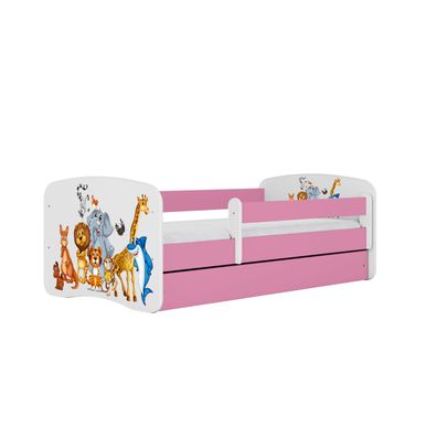 Kinderbett Tiere mit Schublade ohne Matratze Rosa Jugendbett 90/61/164