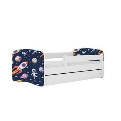 Kinderbett Kosmos mit Schublade ohne Matratze Weiß Jugendbett 90/61/184