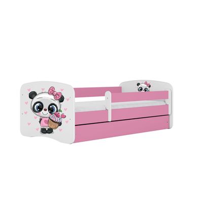 Kinderbett Panda mit Schublade und Matratze Rosa Jugendbett 140/70