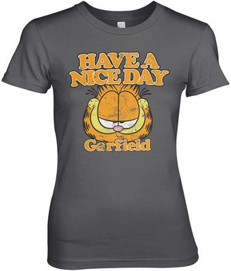 Garfield Have A Nice Day Girly Tee Damen T-Shirt Dark-Grey