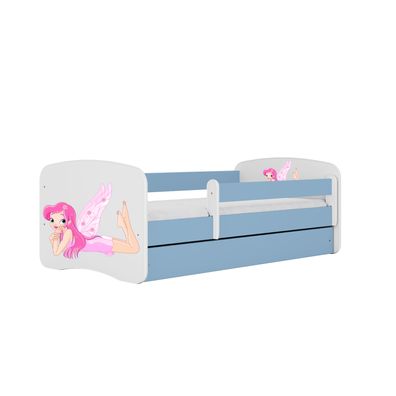 Kinderbett Fee mit Flügeln mit Schublade und Matratze Blau Jugendbett 180/80