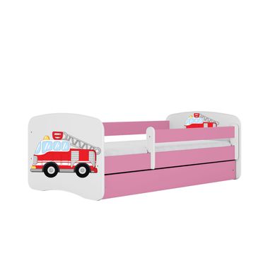 Kinderbett Löschzug mit Schublade und Matratze Rosa Jugendbett 140/70