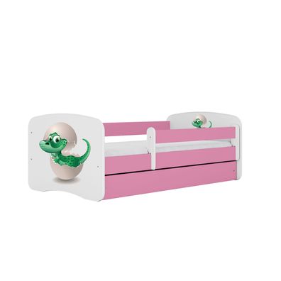 Kinderbett Kleindino mit Schublade und Matratze Rosa Jugendbett 180/80