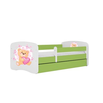 Kinderbett Schmetterlingsbär mit Schublade und Matratze Grün Jugendbett 160/80