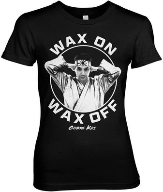Cobra Kai Wax On Wax Off Girly Tee Damen T-Shirt Black