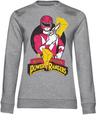 Power Rangers - Red Ranger Pose Girly Damen Sweatshirt Heathergrey