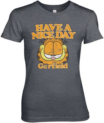 Garfield Have A Nice Day Girly Tee Damen T-Shirt Dark-Heather