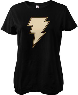Black Adam Lightning Logo Girly Tee Damen T-Shirt Black