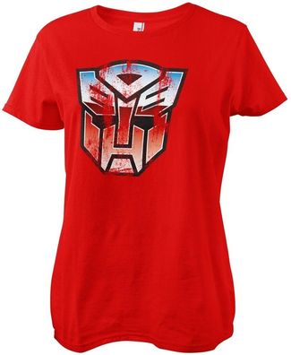 Transformers Distressed Autobot Shield Girly Tee Damen T-Shirt Red