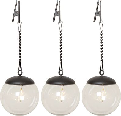 LED-Solar-Kugeln "Globe", 3er Set, weiß/schwarz