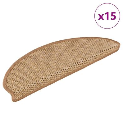 vidaXL Treppenmatten Selbstklebend Sisal-Look 15 Stk. 65x21x4 Sisal