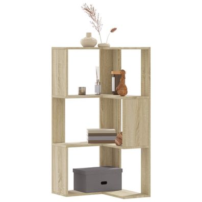 vidaXL Eck-Bücherregal 3 Böden Sonoma-Eiche 50x50x102 cm Holzwerkstoff
