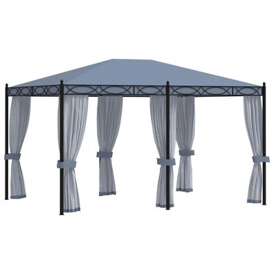 vidaXL Pavillon mit Mückennetze 3x4 m Anthrazit Stahl