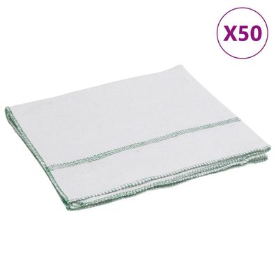 vidaXL Reinigungstücher 50 Stk. Weiß mit Grünen Gestreift 50x60 cm